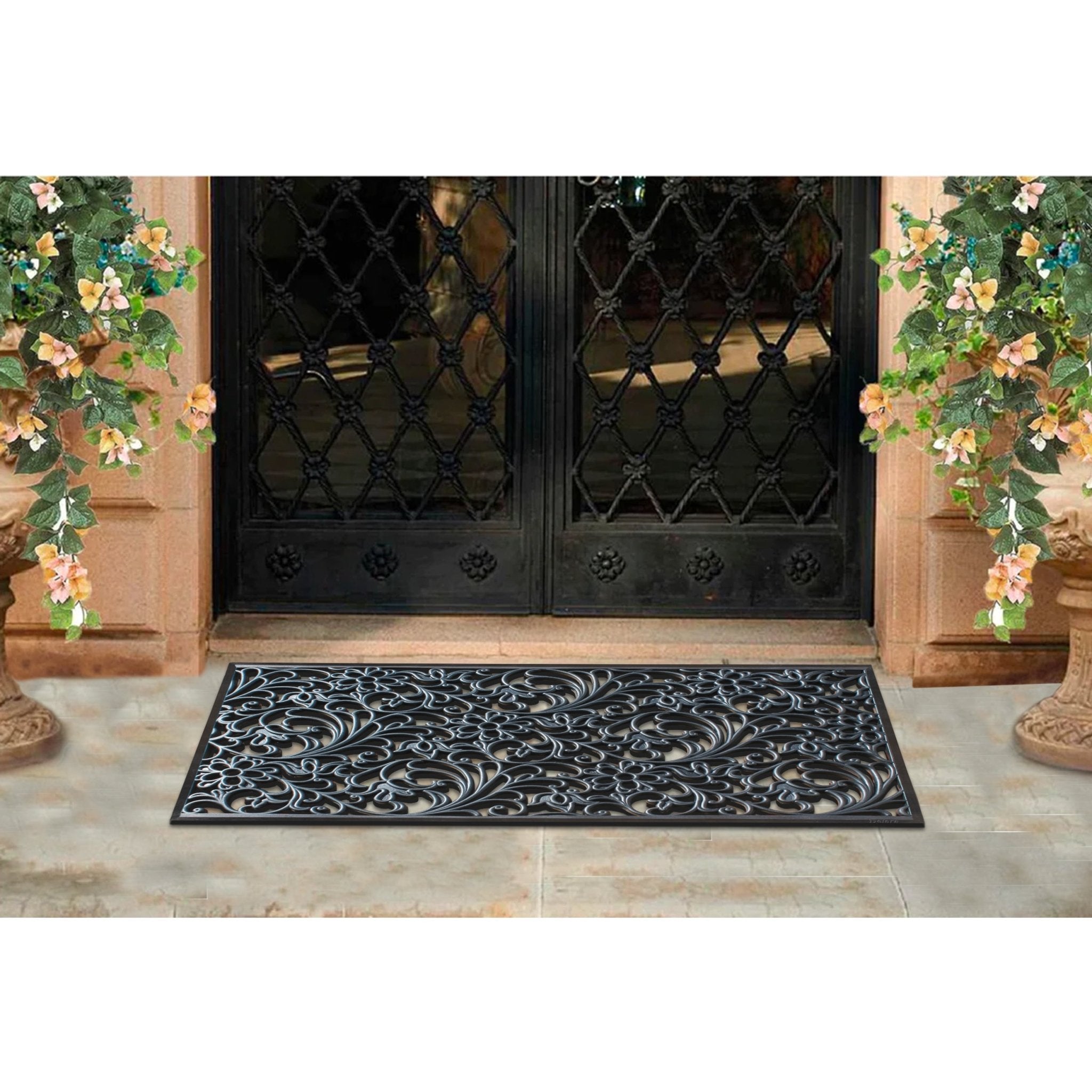 Floral Paisley Rubber Doormat 30"X48" - Delara