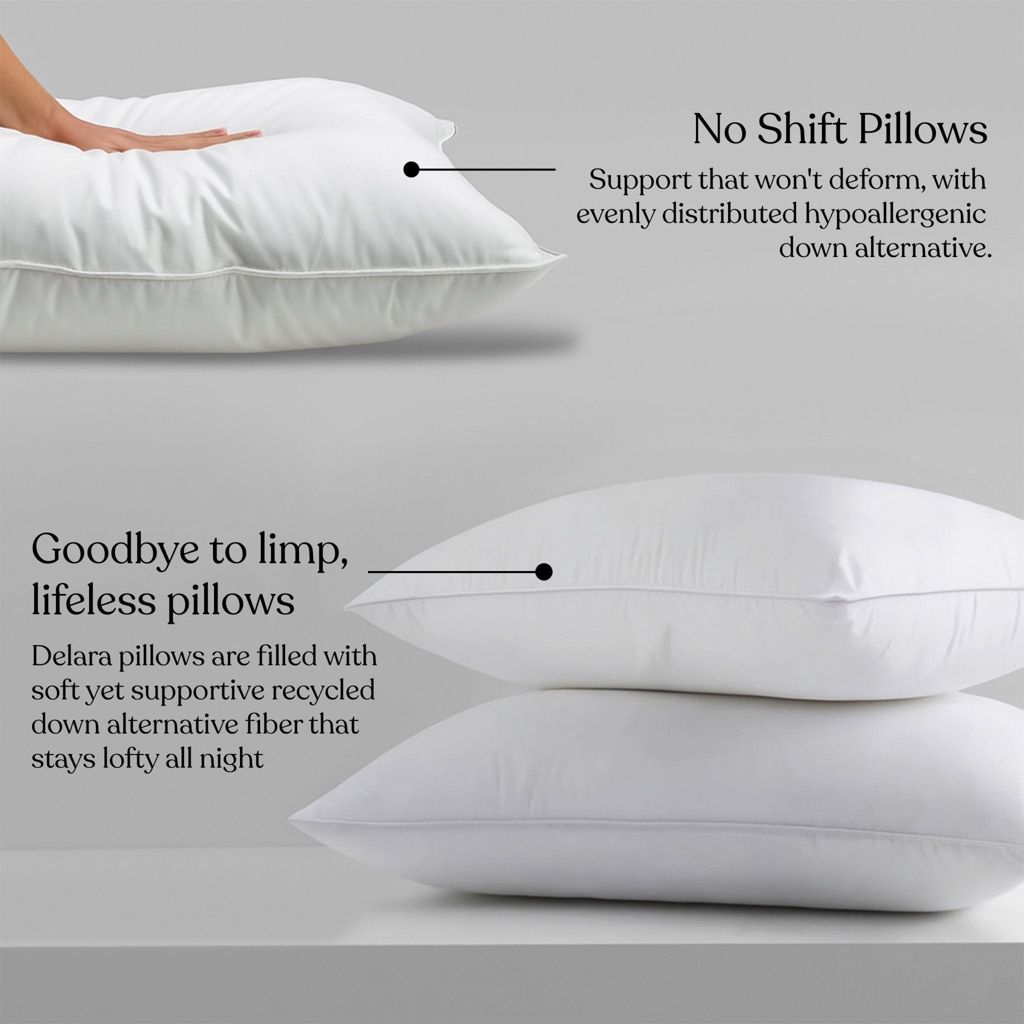Delara Down Alternative Sleep Pillows – Set of 2 - Delara