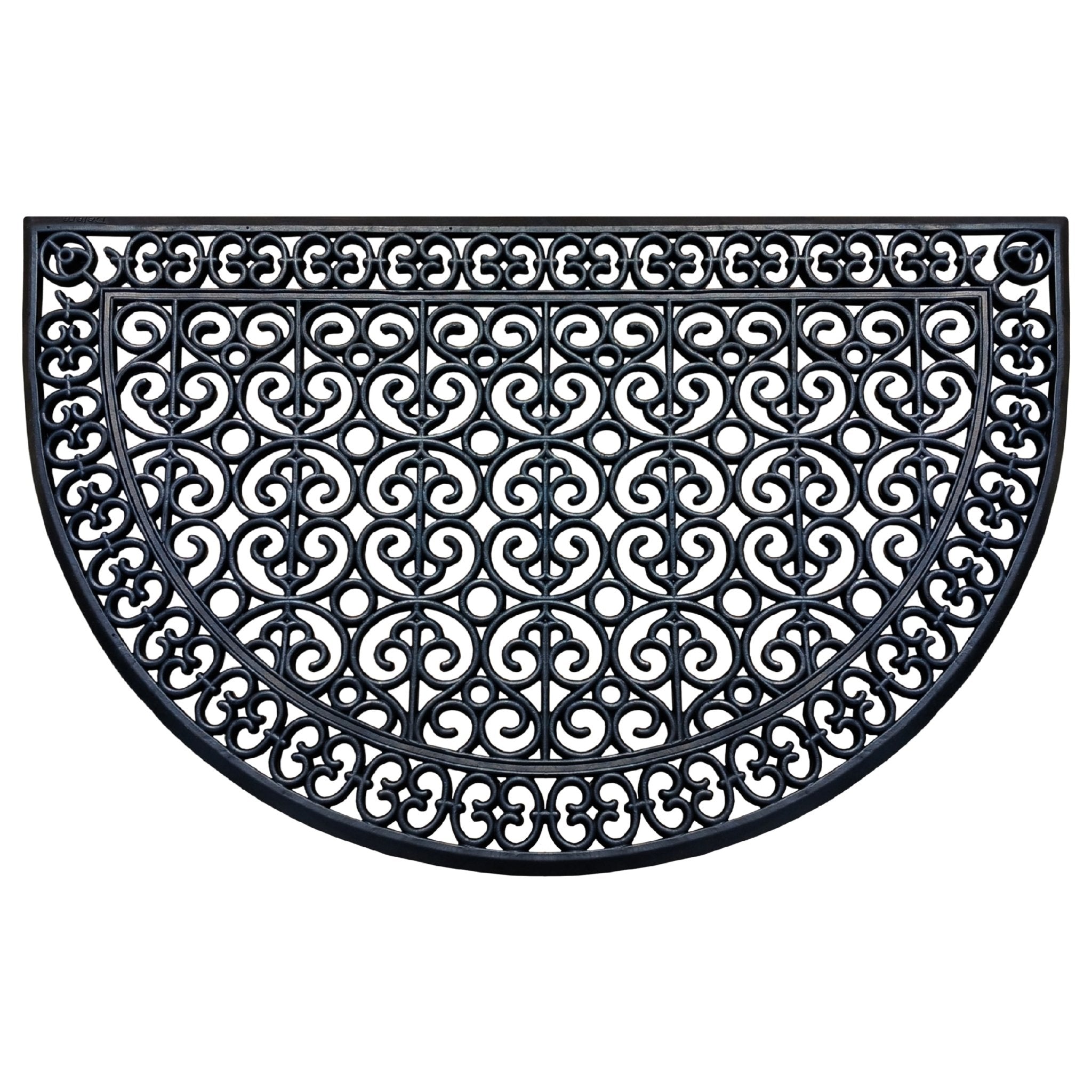 Half Round Black Artistic Rubber Doormat 30"X48" - Delara