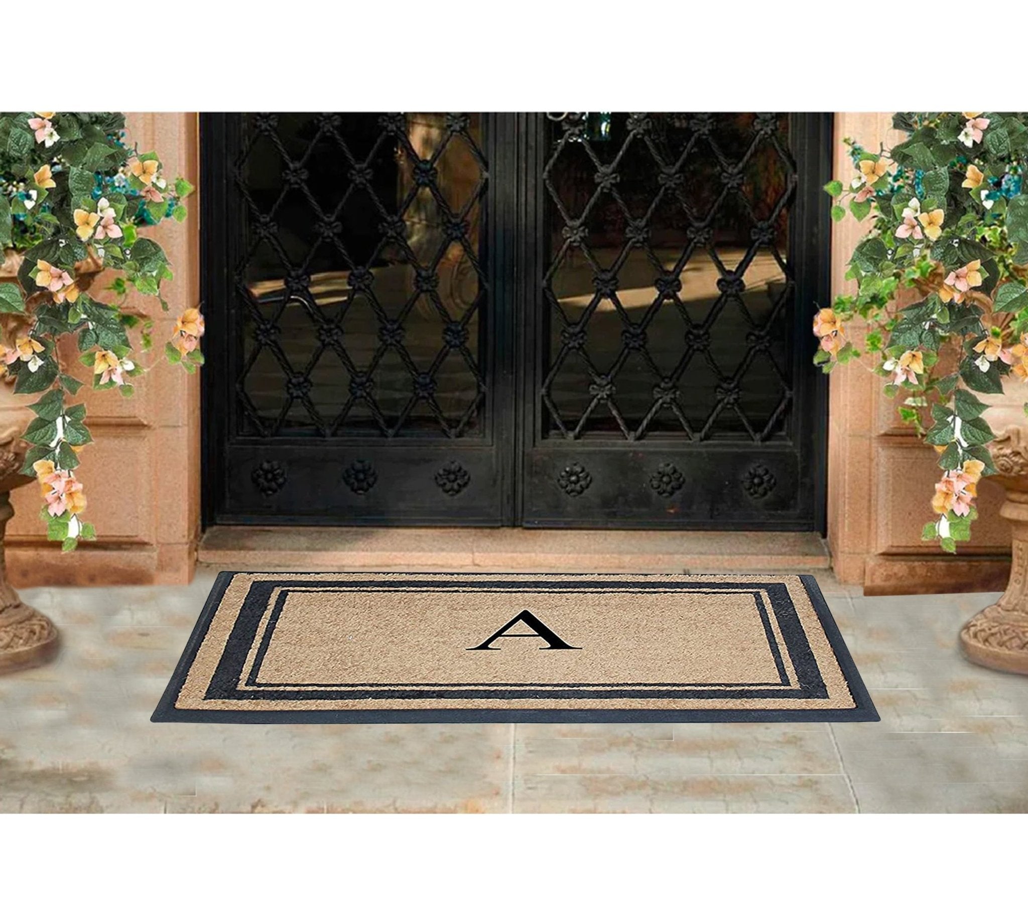 Classic Pictureframe Monogrammed Doormat, 30"X48" - Delara