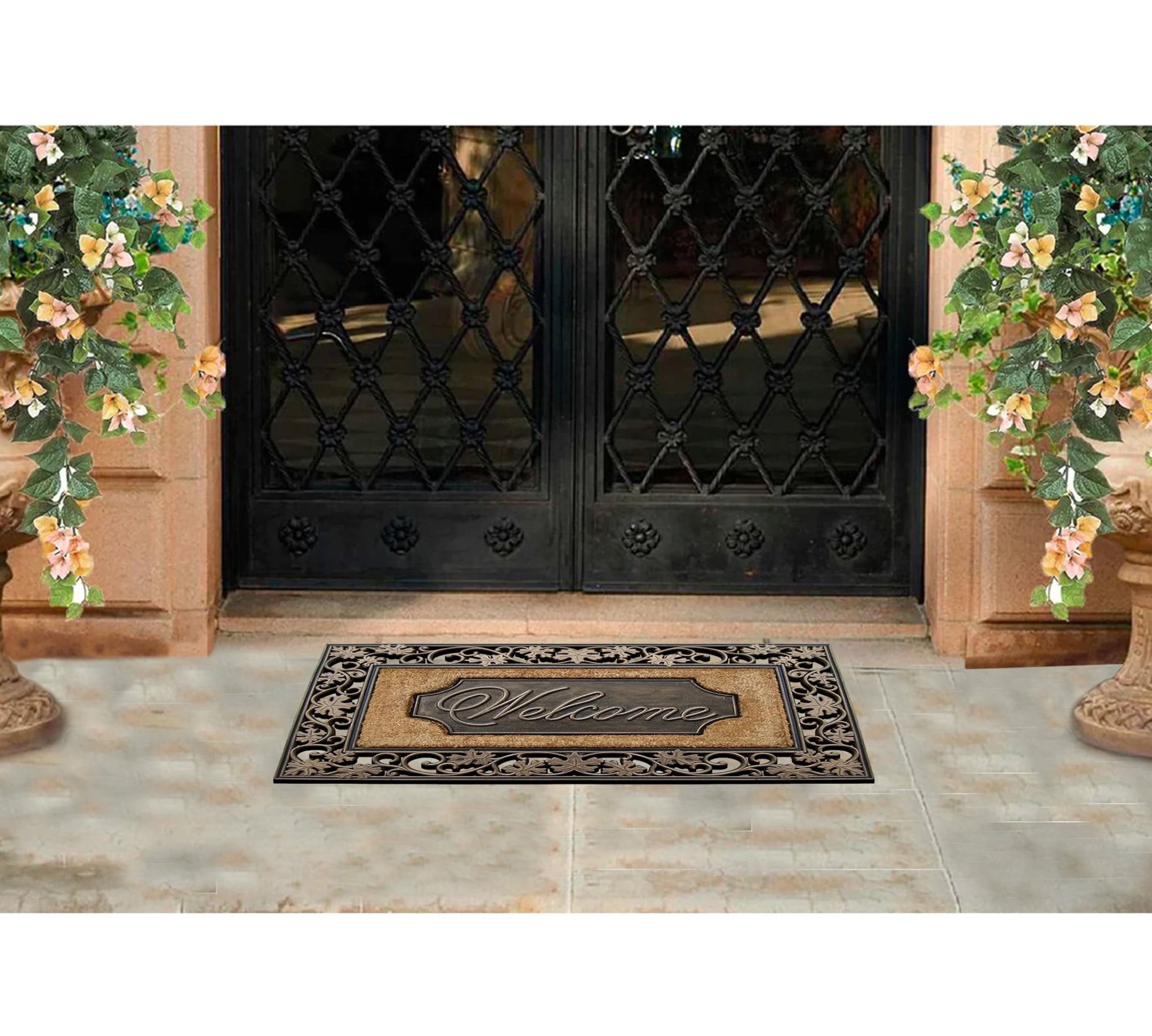 Floral Welcome Bronze Doormat - Delara