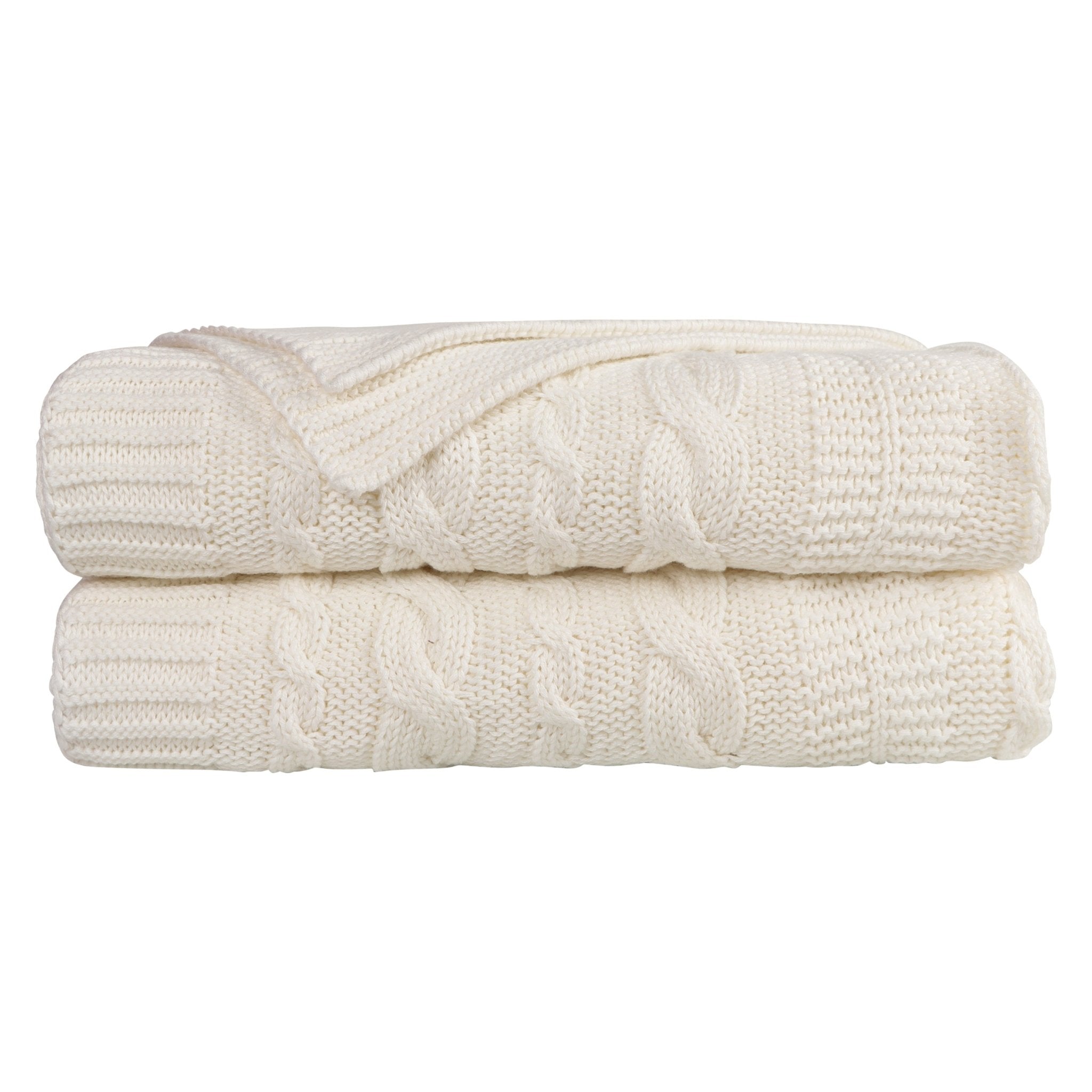 Organic Cotton Cable Knit Throw (Pink)