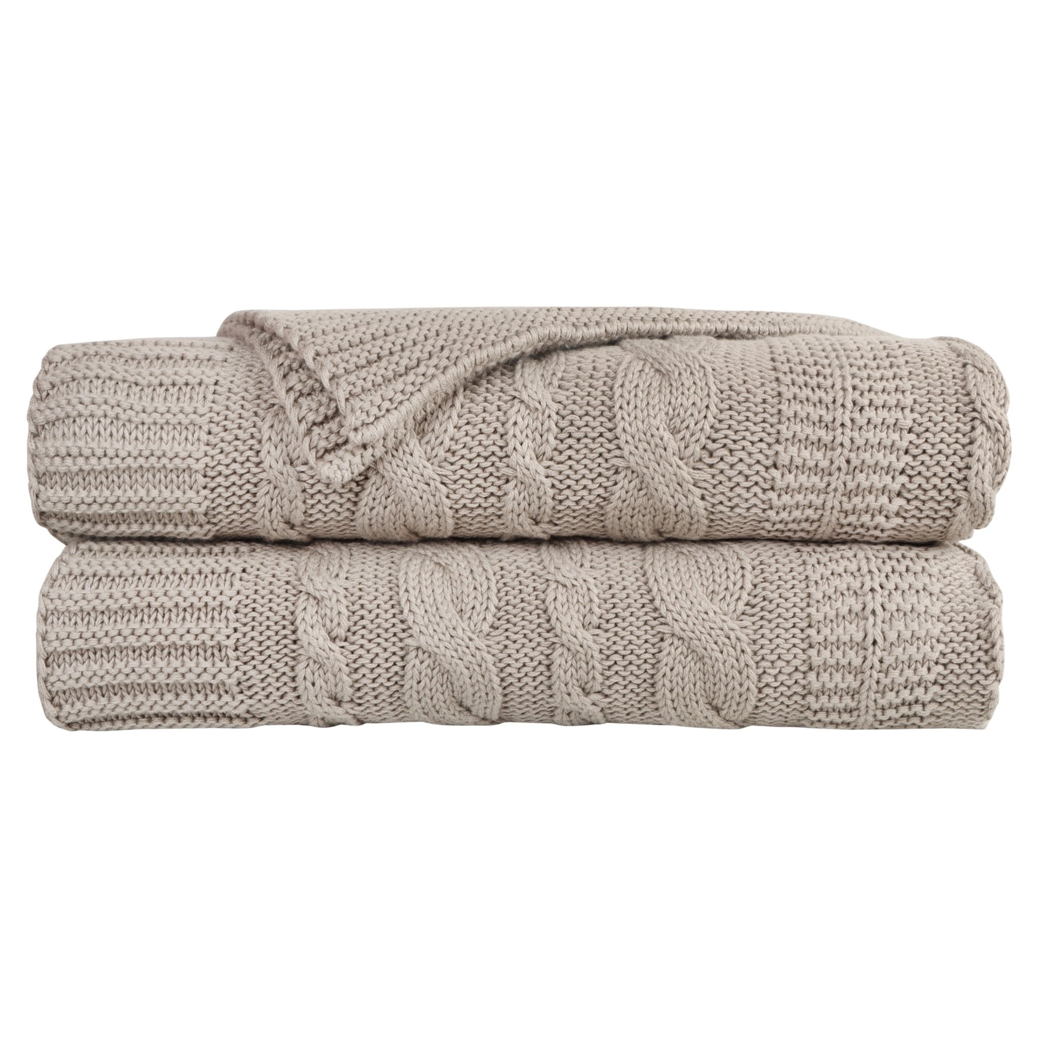 Organic Cotton Cable Knit Throw (Navy Blue)