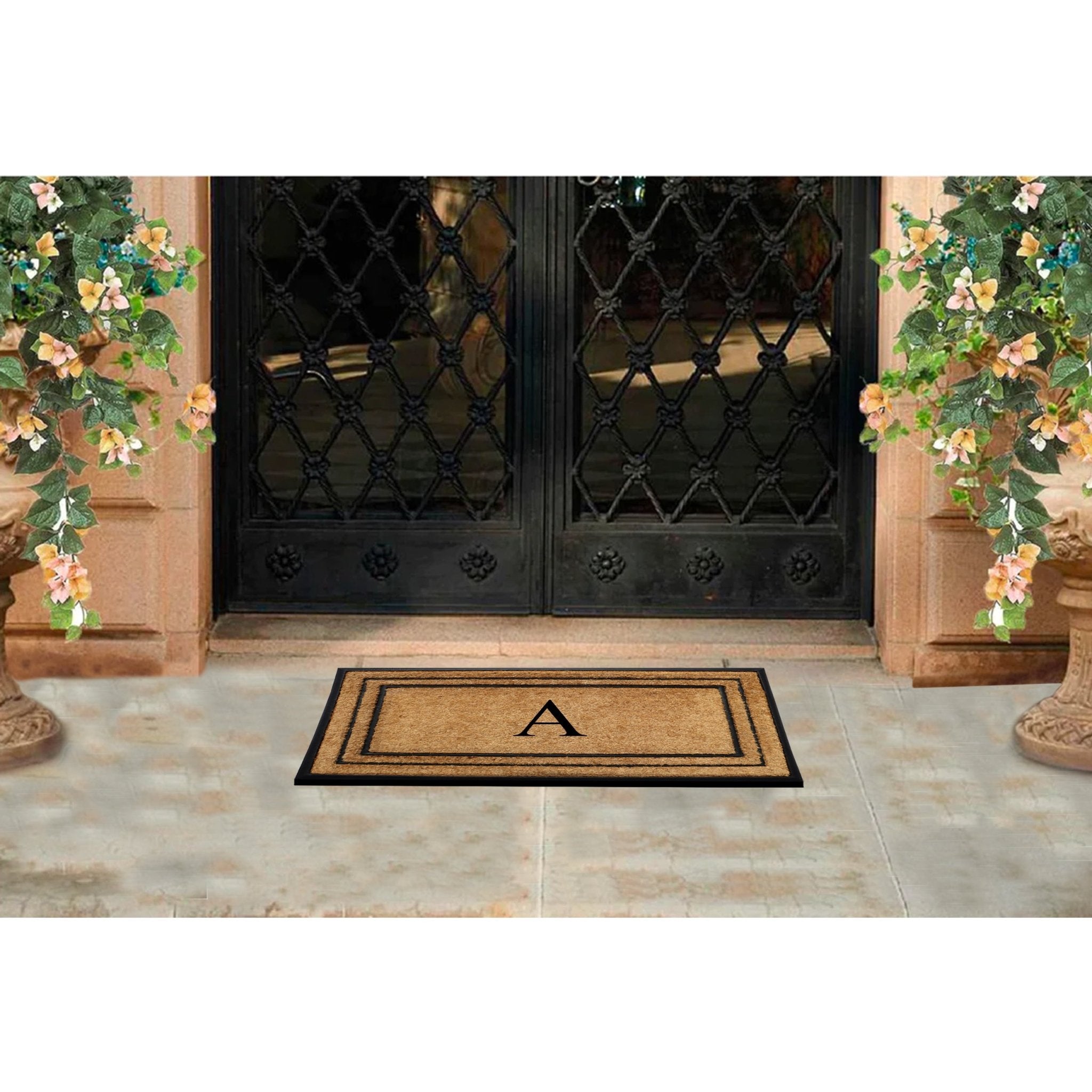Rubber Border Monogrammed Outdoor Doormat 24"X39" - Delara