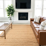 Handwoven Jute & Cotton Rug – Farmhouse Style (Natural) - Delara