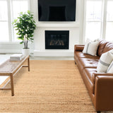 Handwoven Jute & Cotton Rug – Farmhouse Style (Natural) - Delara