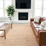 Handwoven Jute & Cotton Rug – Farmhouse Style (Ivory) - Delara