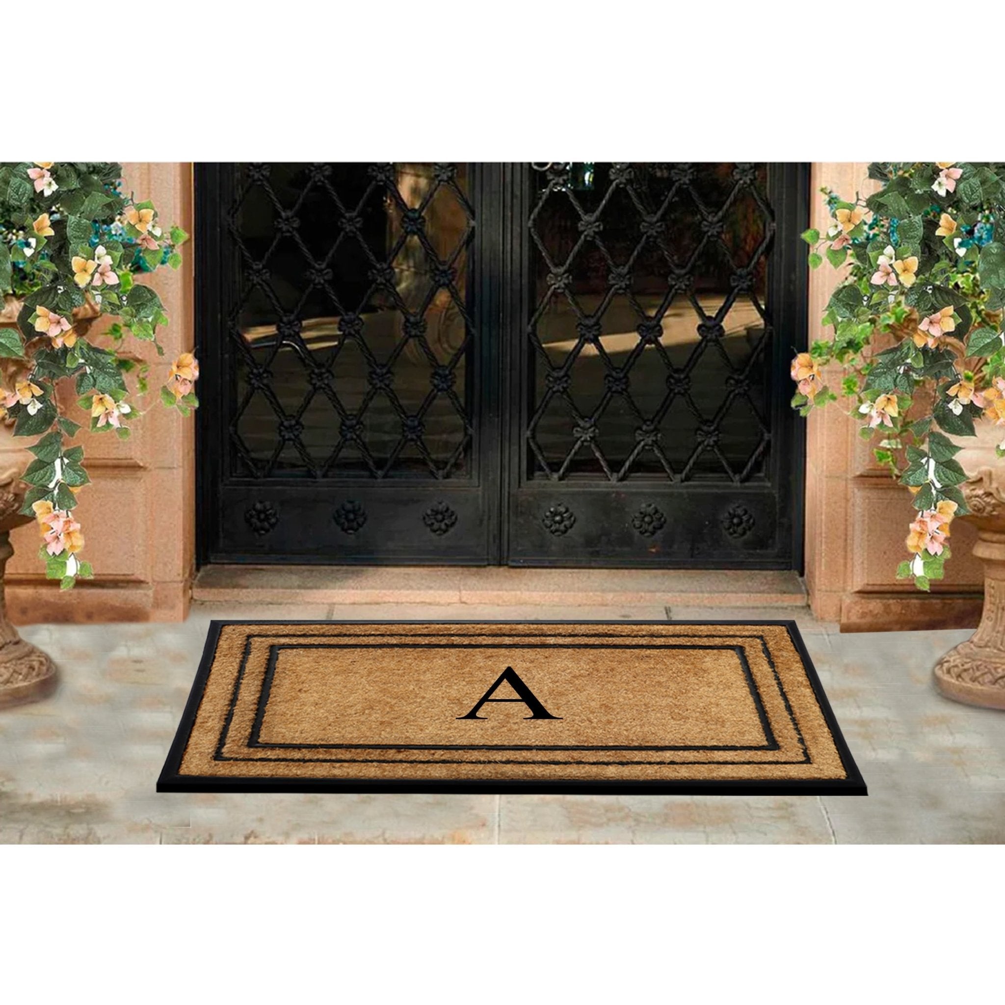Rubber Border Monogrammed Outdoor Doormat 30"X60" - Delara