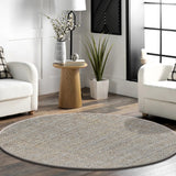 6 Foot Round Boucle Wool & Jute Rug