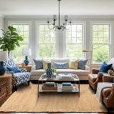 Handwoven Jute & Cotton Rug – Farmhouse Style (Natural) - Delara