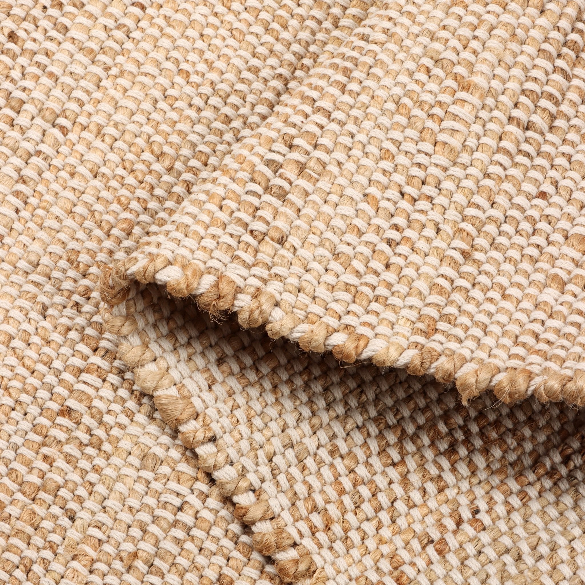 Handwoven Jute & Cotton Rug – Farmhouse Style (Ivory) - Delara