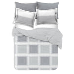 Selena Check Grey Organic Cotton Reversible Duvet Set - Delara