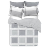 Selena Check Grey Organic Cotton Reversible Duvet Set - Delara