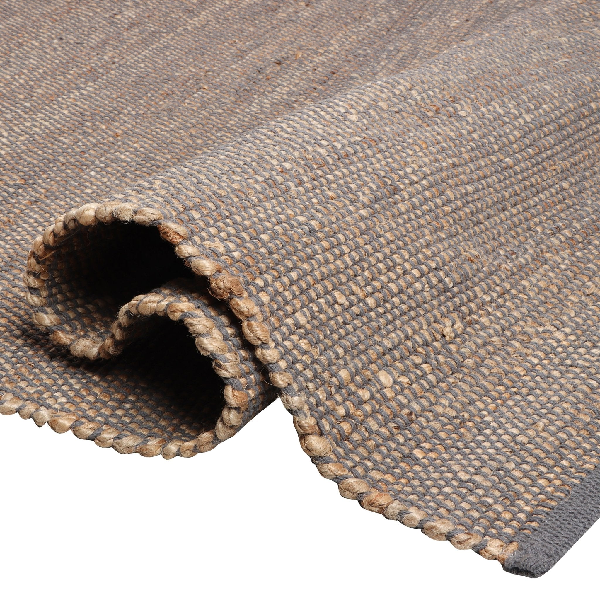 Handwoven Jute & Cotton Rug – Farmhouse Style (Dark Grey) - Delara