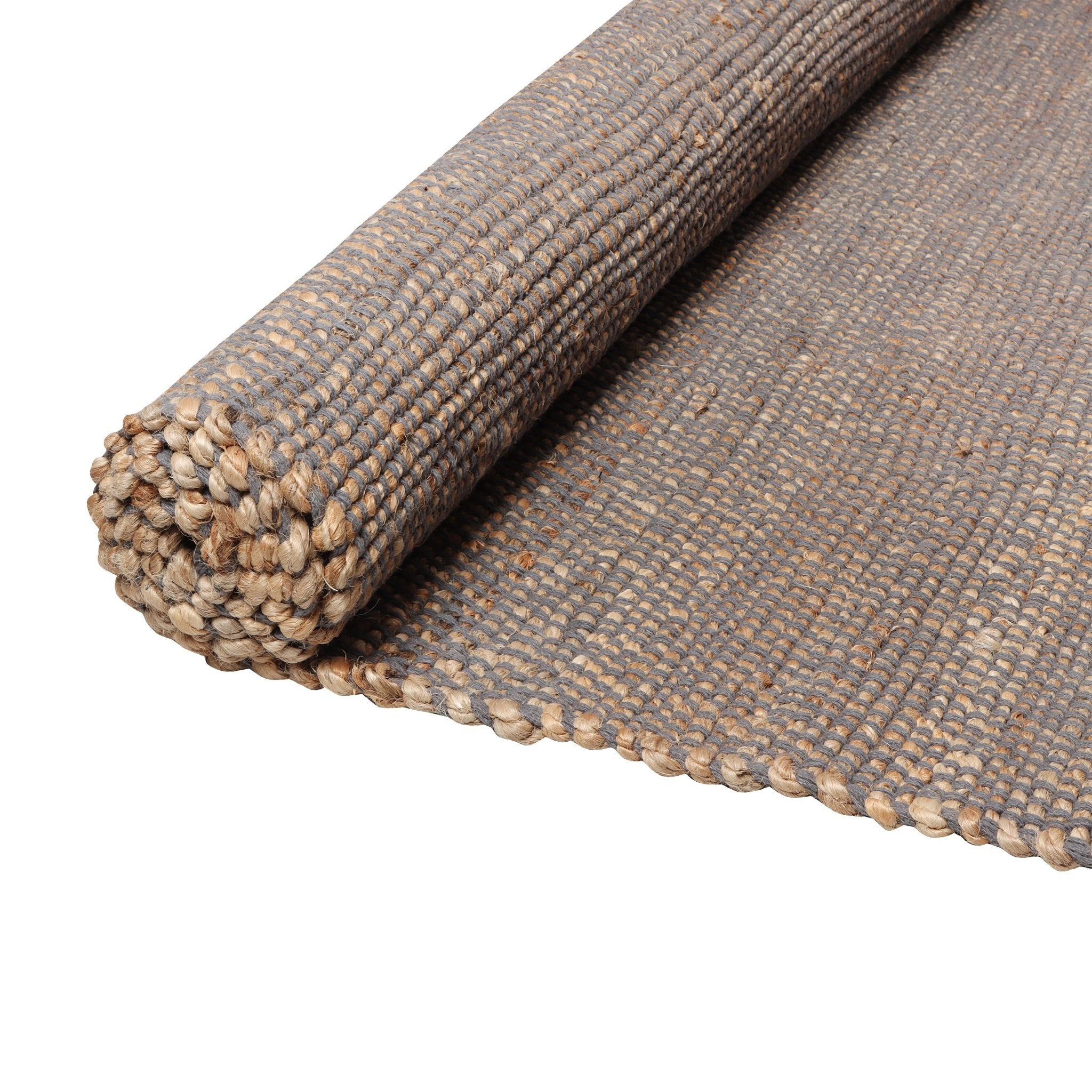 Handwoven Jute & Cotton Rug – Farmhouse Style (Dark Grey) - Delara