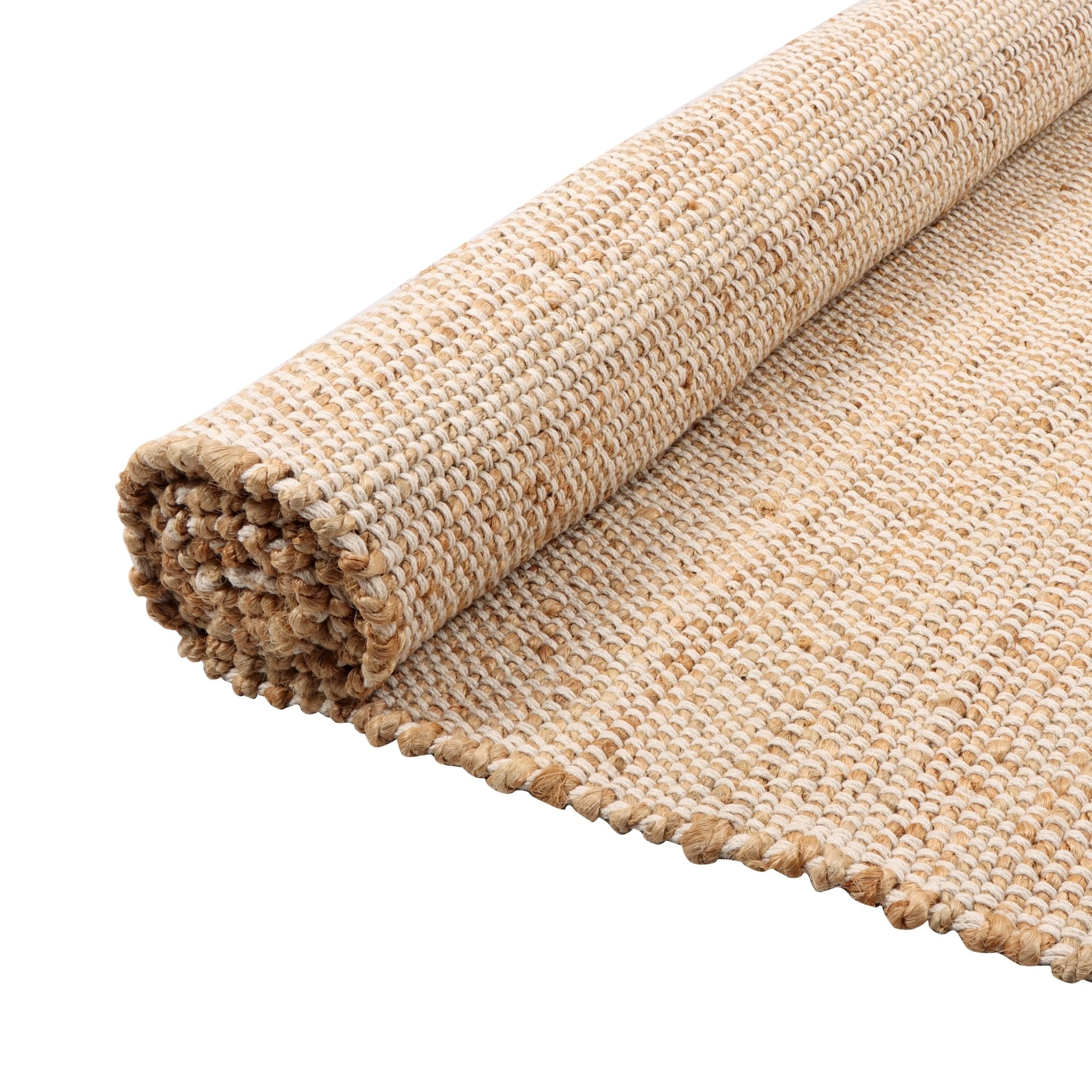 Handwoven Jute & Cotton Rug – Farmhouse Style (Ivory) - Delara
