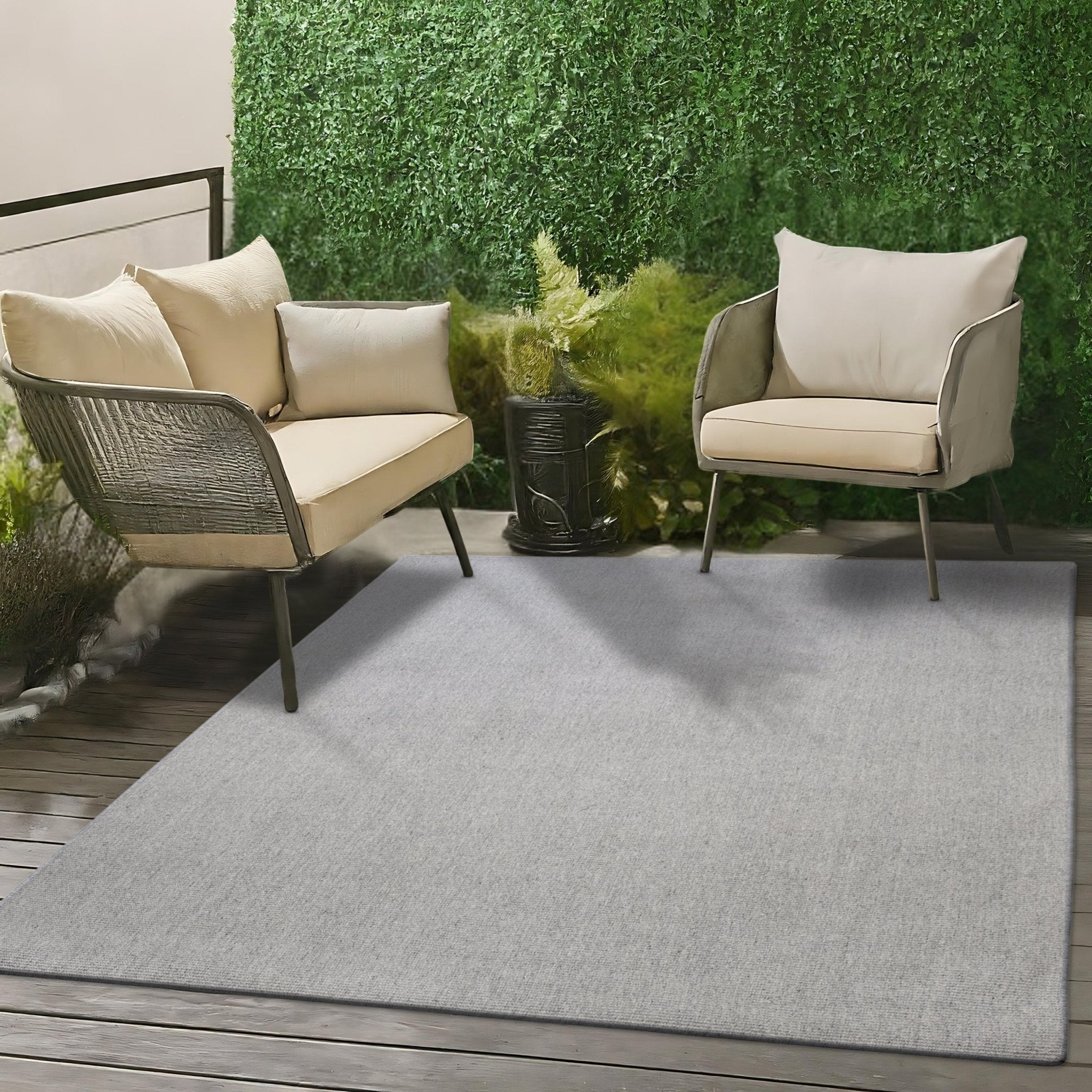 Washable PET Outdoor Rug (Light Grey) - Delara