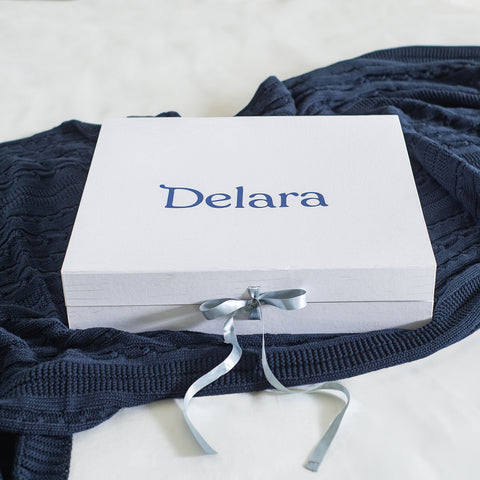 Organic Cotton Cable Knit Throw (Dark Navy) - DelaraHome