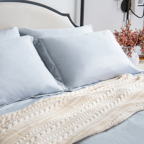 Organic Cotton Cable Knit Throw (Natural)
