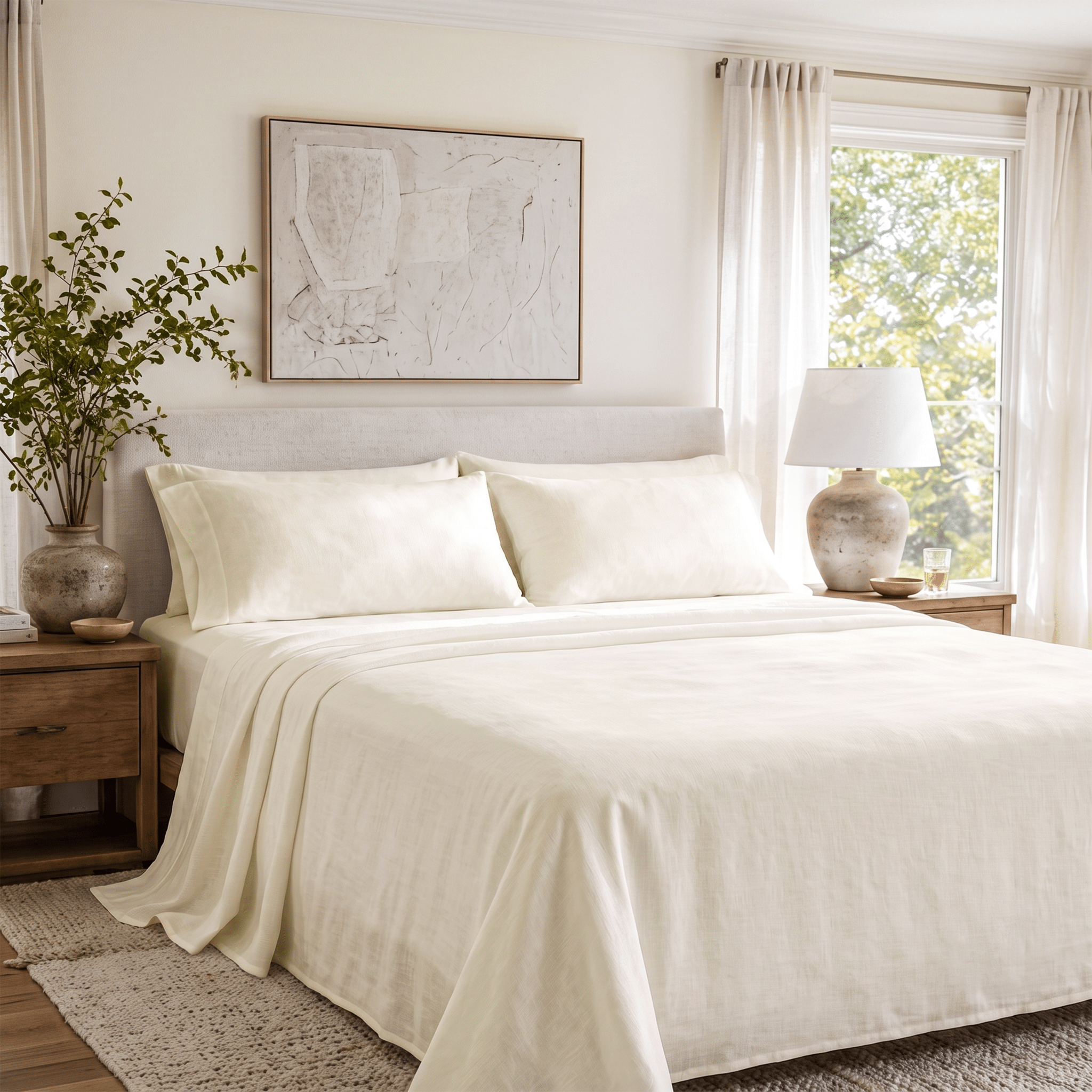 100% European Flax Linen Flat Sheet - Delara
