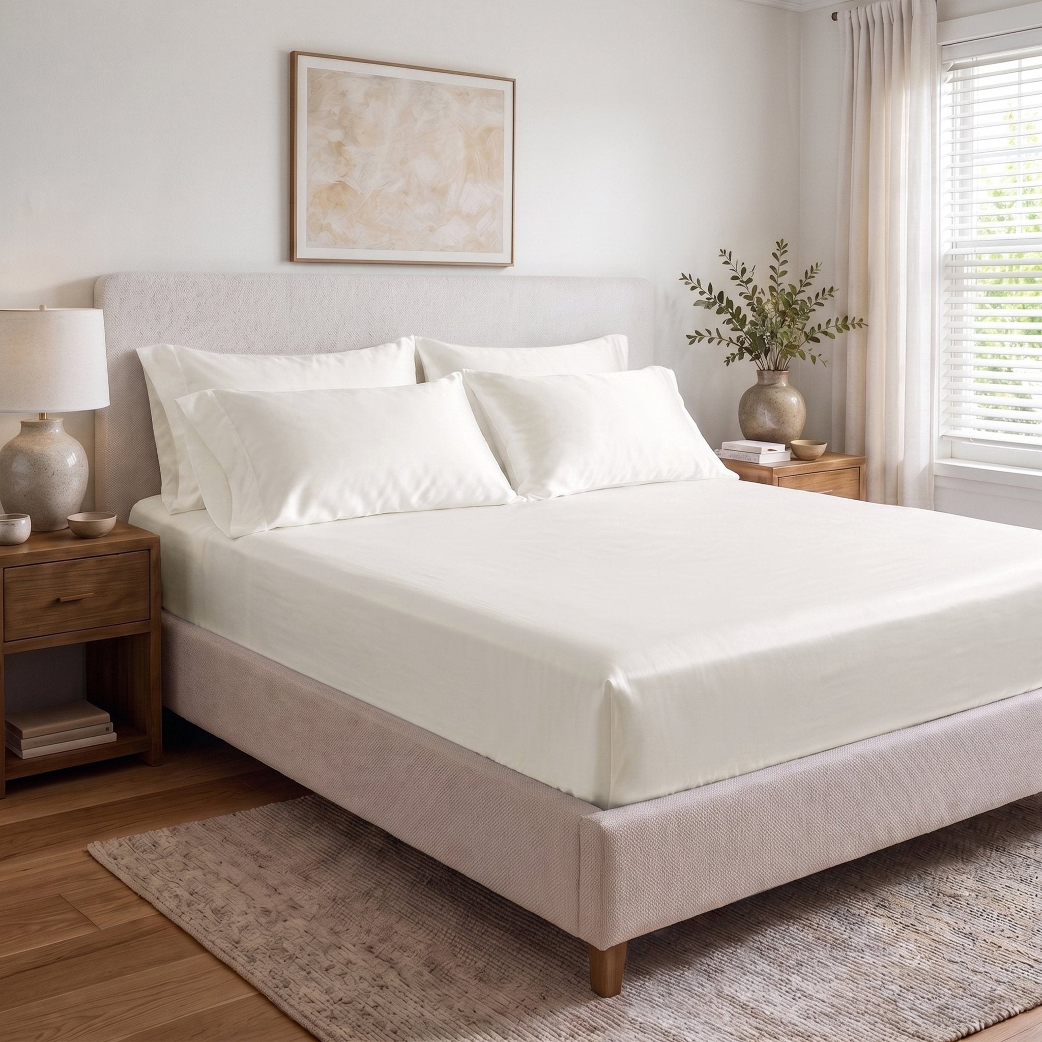 100% Organic Cotton 400TC Sateen Fitted Sheet - Delara
