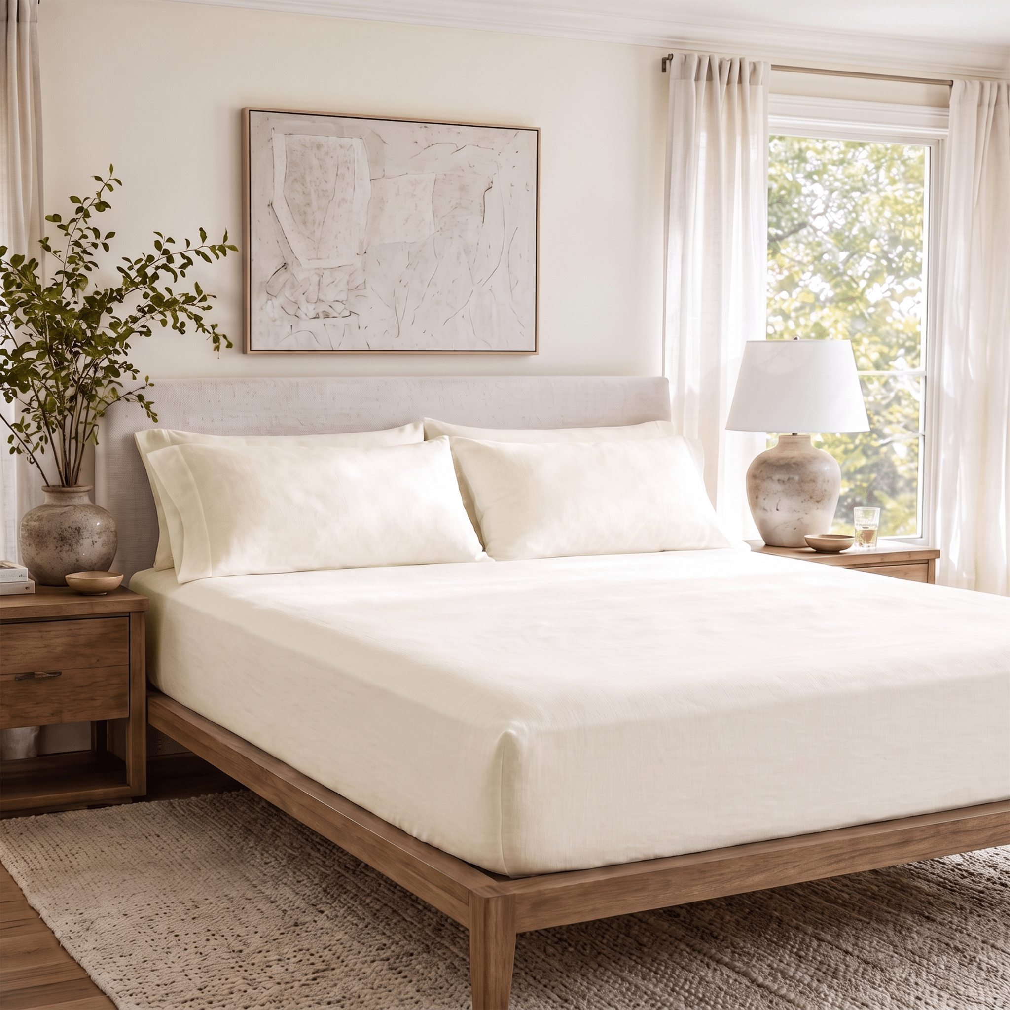 100% European Flax Linen Fitted Sheet Set - Delara