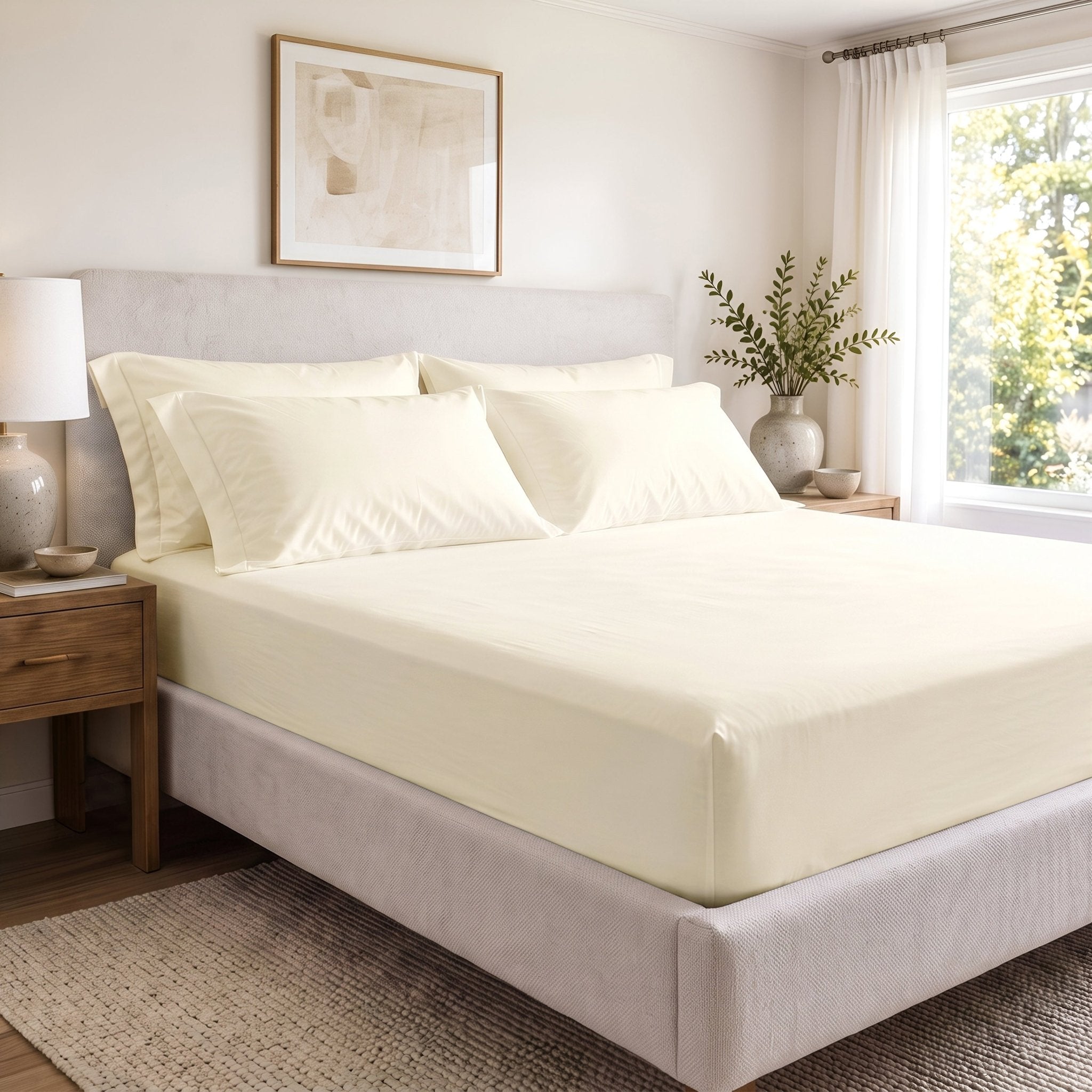 100% Organic Cotton Percale Fitted Sheet Set - Delara