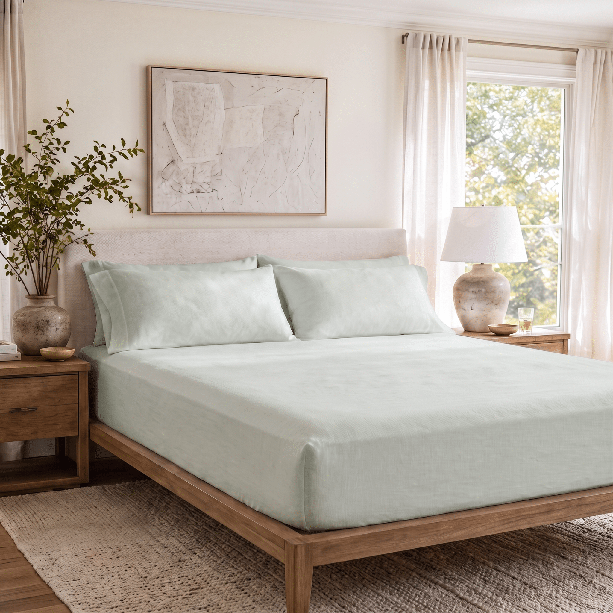 100% European Flax Linen Fitted Sheet Set - Delara