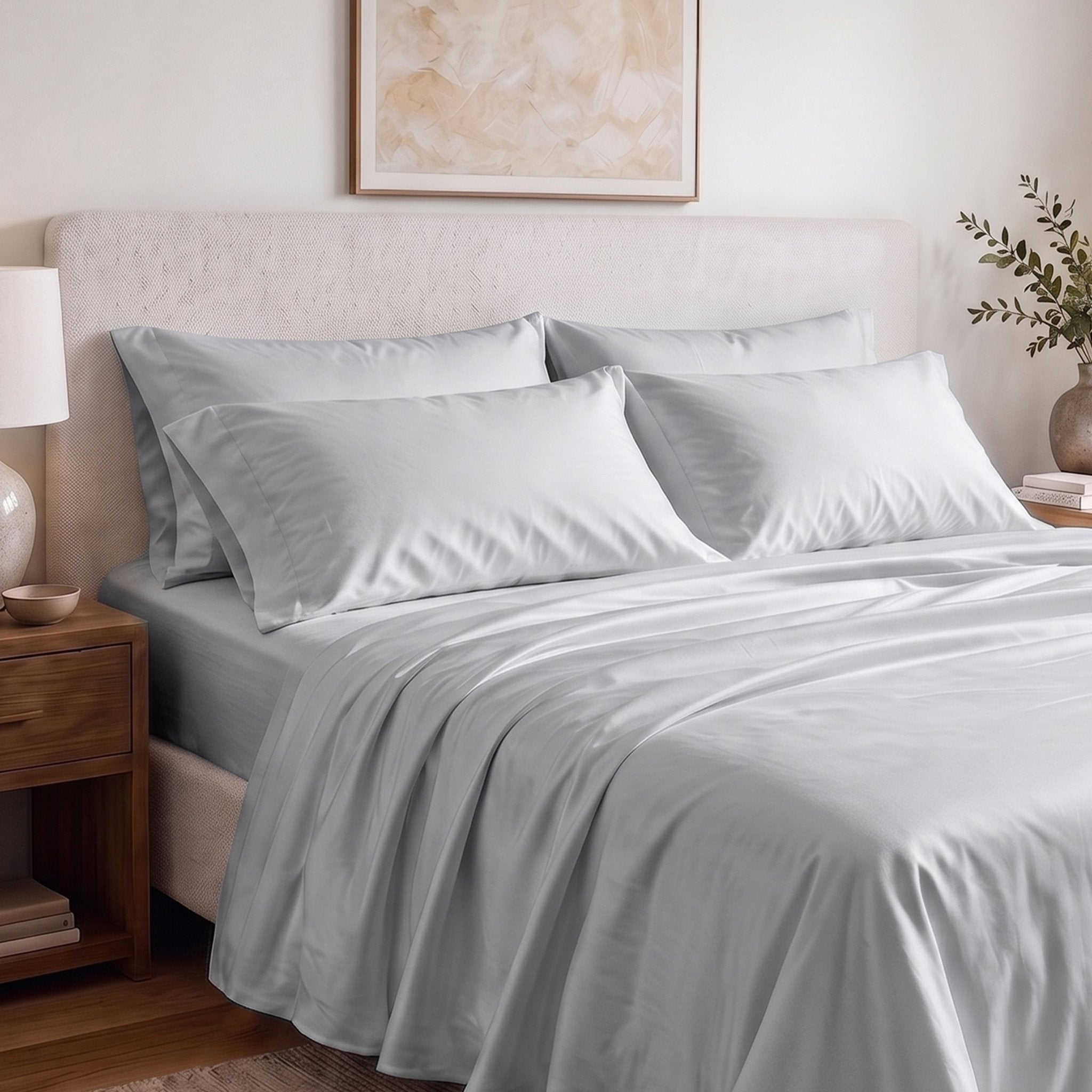 100% Organic Cotton 400TC Sateen Pillowcase Pair - Delara