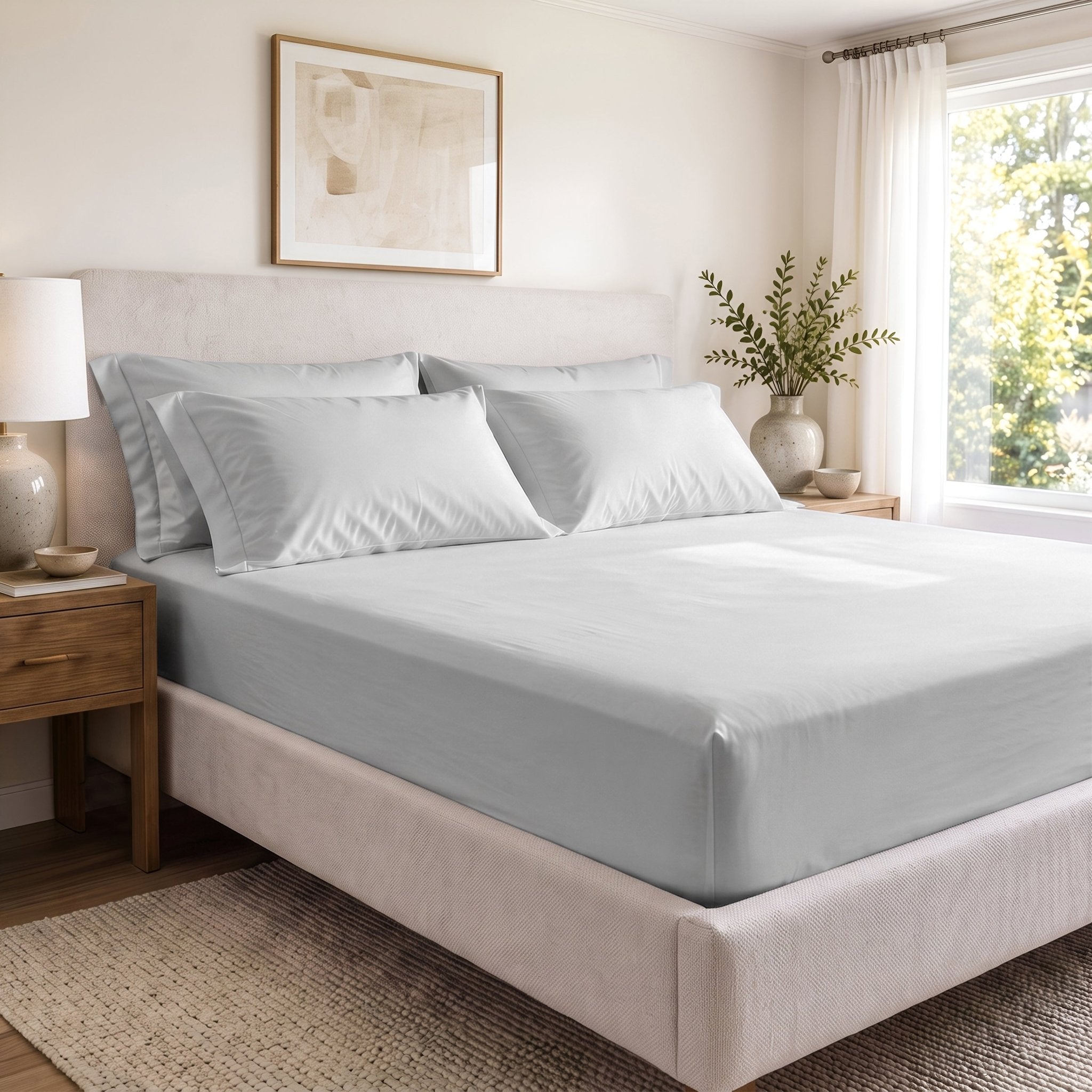 100% Organic Cotton Percale Fitted Sheet Set - Delara