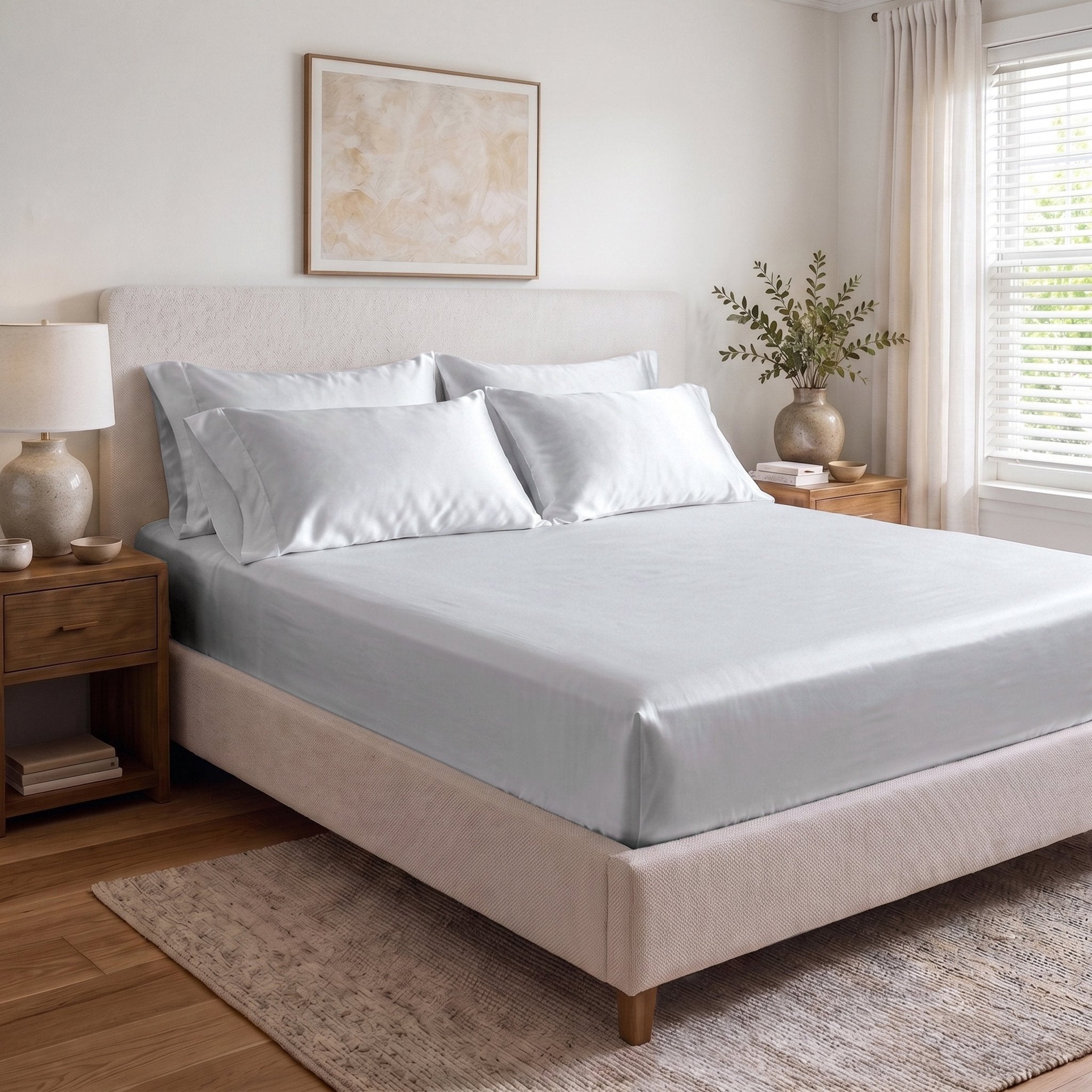 100% Organic Cotton 400TC Sateen Fitted Sheet - Delara