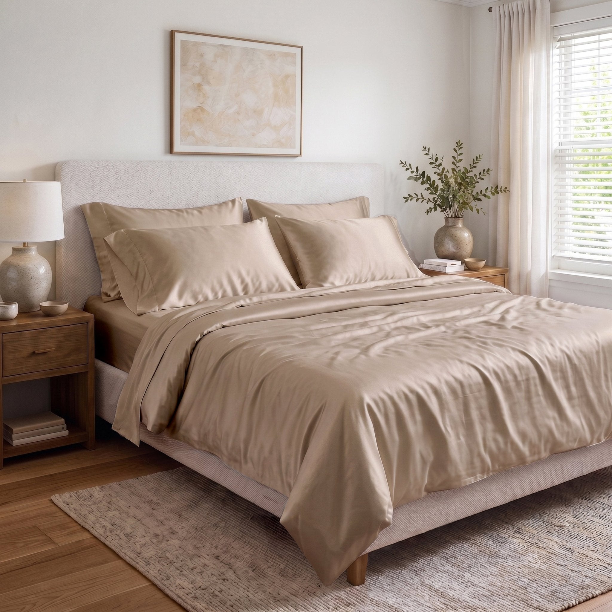 100% Organic Cotton 400TC Sateen Duvet Cover Set - Delara
