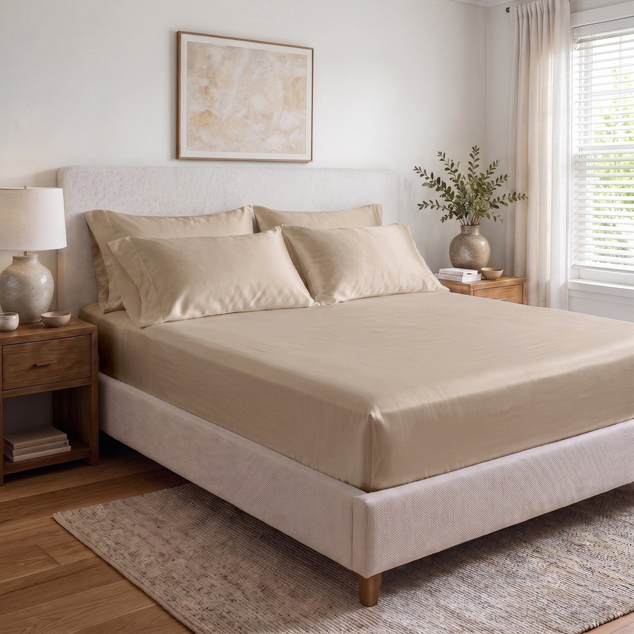 100% Organic Cotton 400TC Sateen Fitted Sheet - Delara