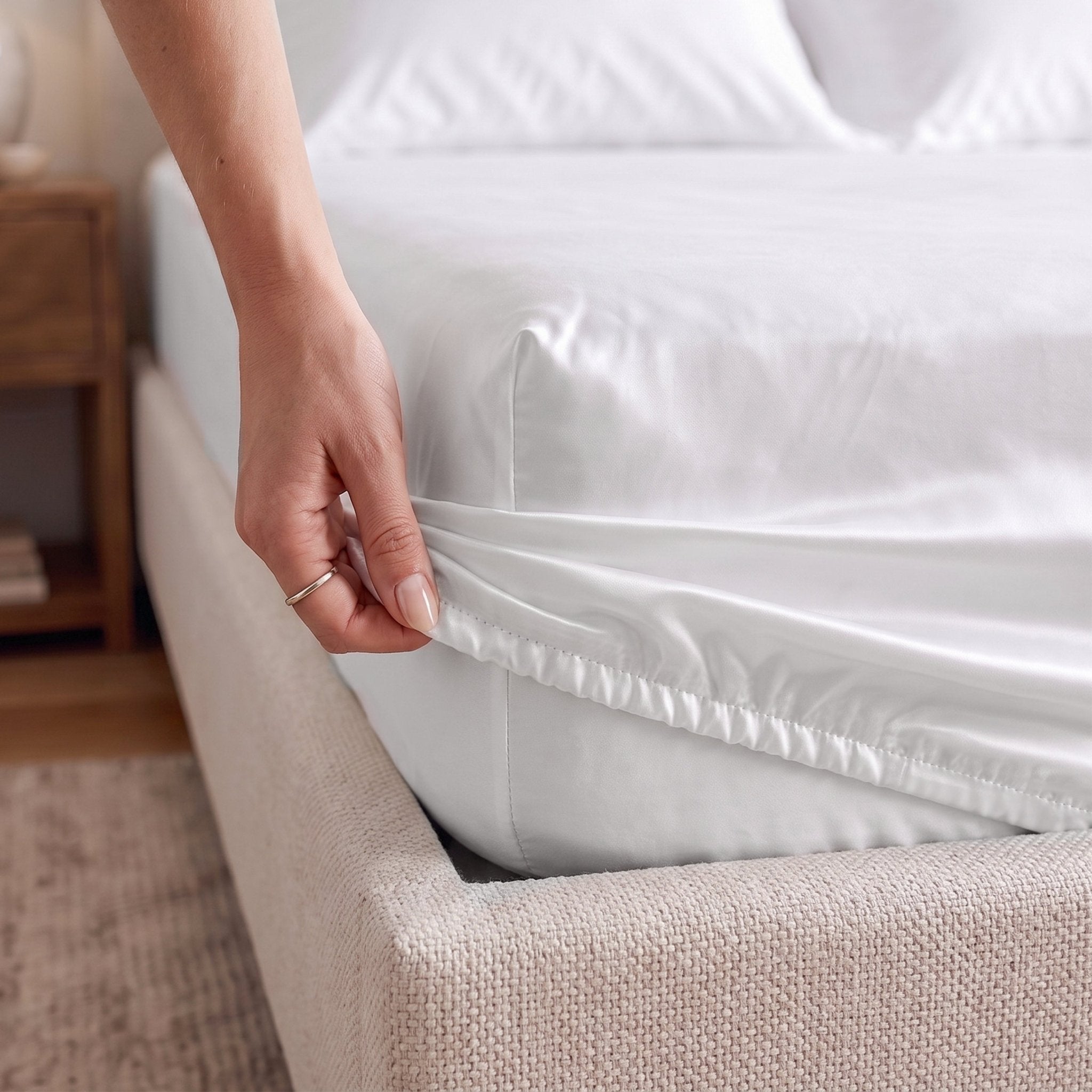 100% Organic Cotton 400TC Sateen Fitted Sheet - Delara