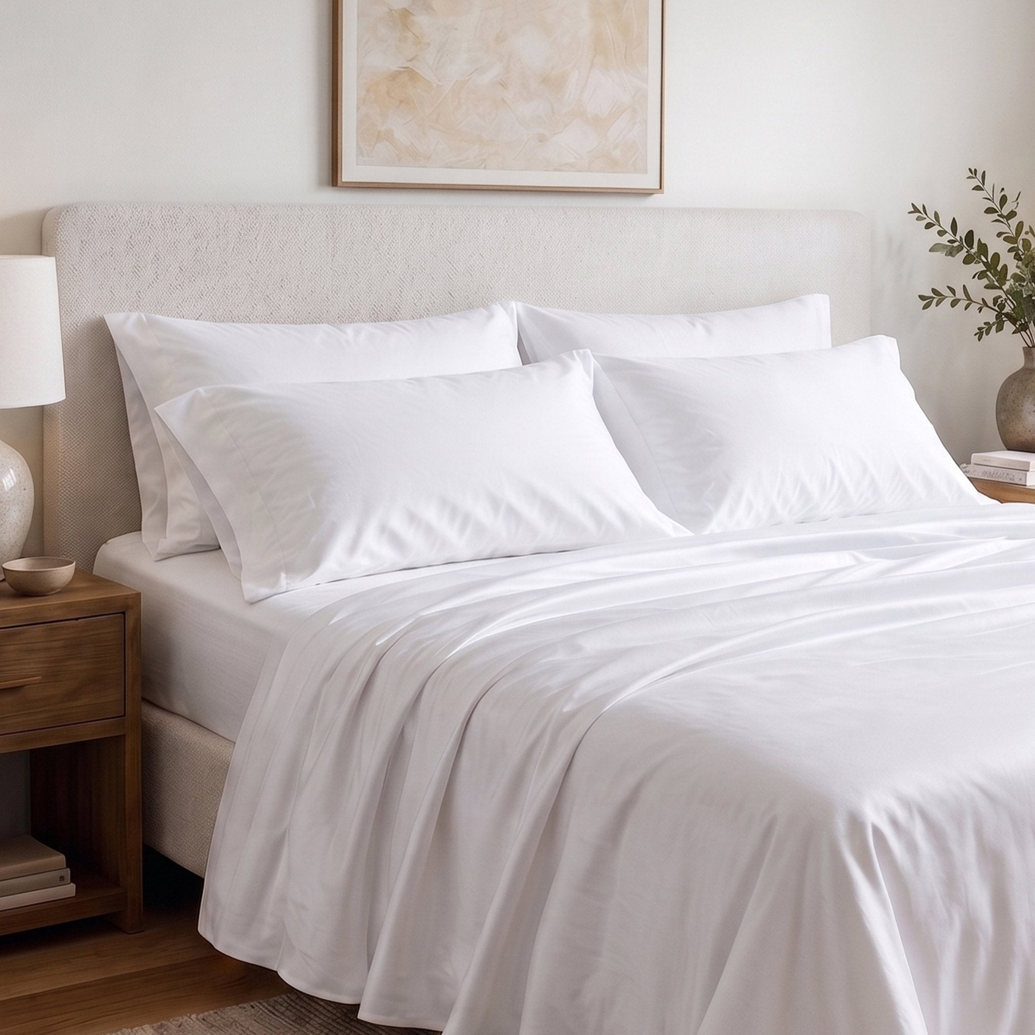 100% Organic Cotton 400TC Sateen Pillowcase Pair - Delara
