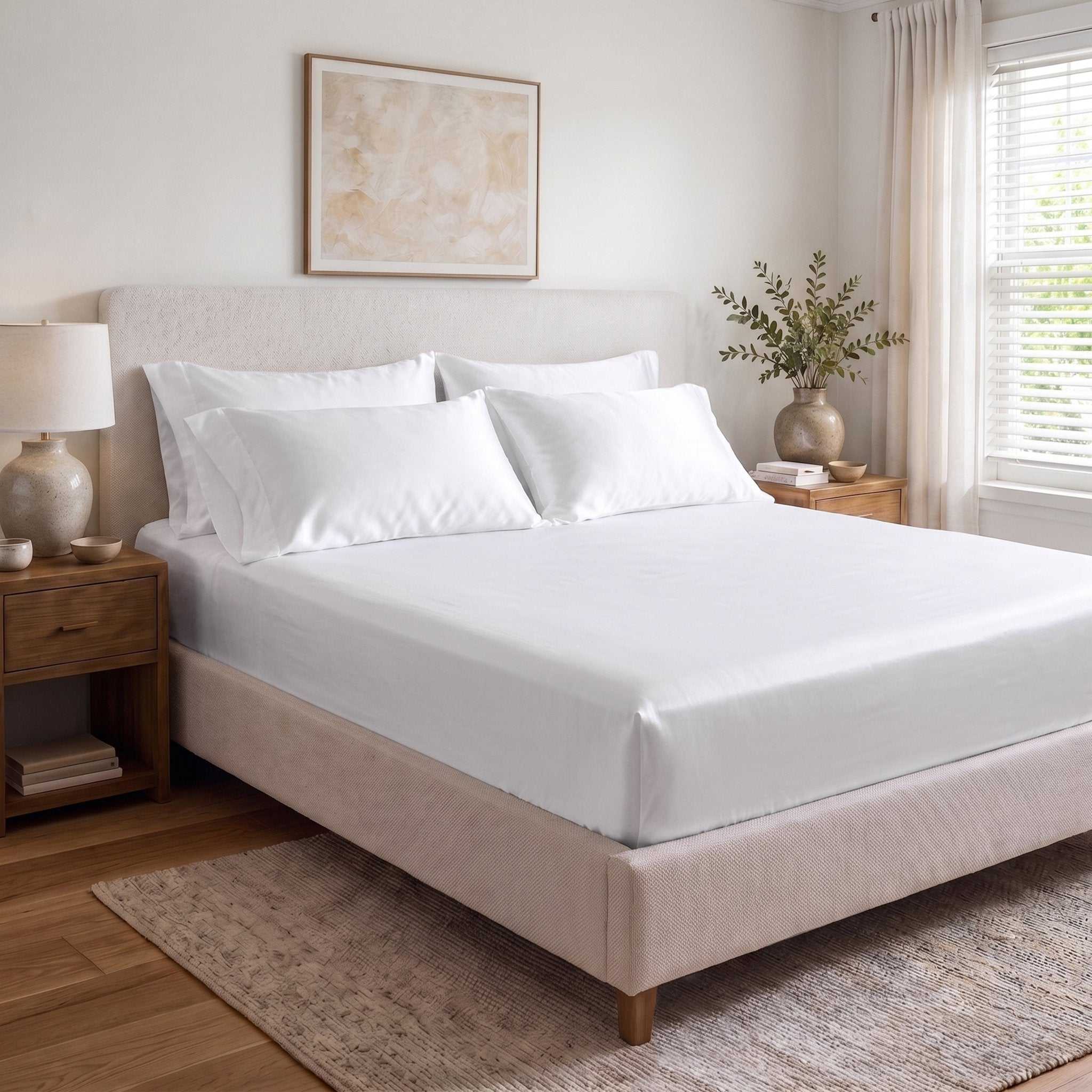 100% Organic Cotton 400TC Sateen Fitted Sheet - Delara