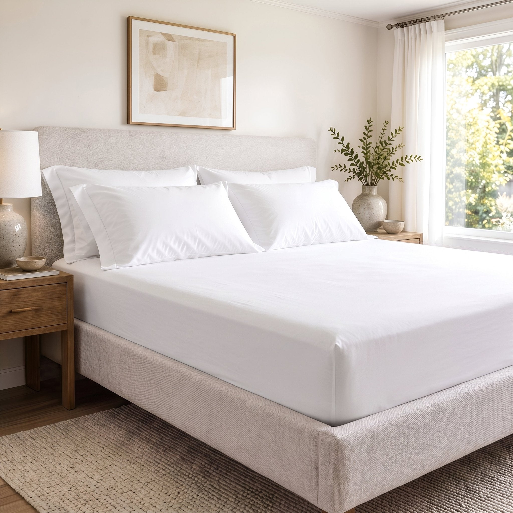 100% Organic Cotton Percale Fitted Sheet Set - Delara