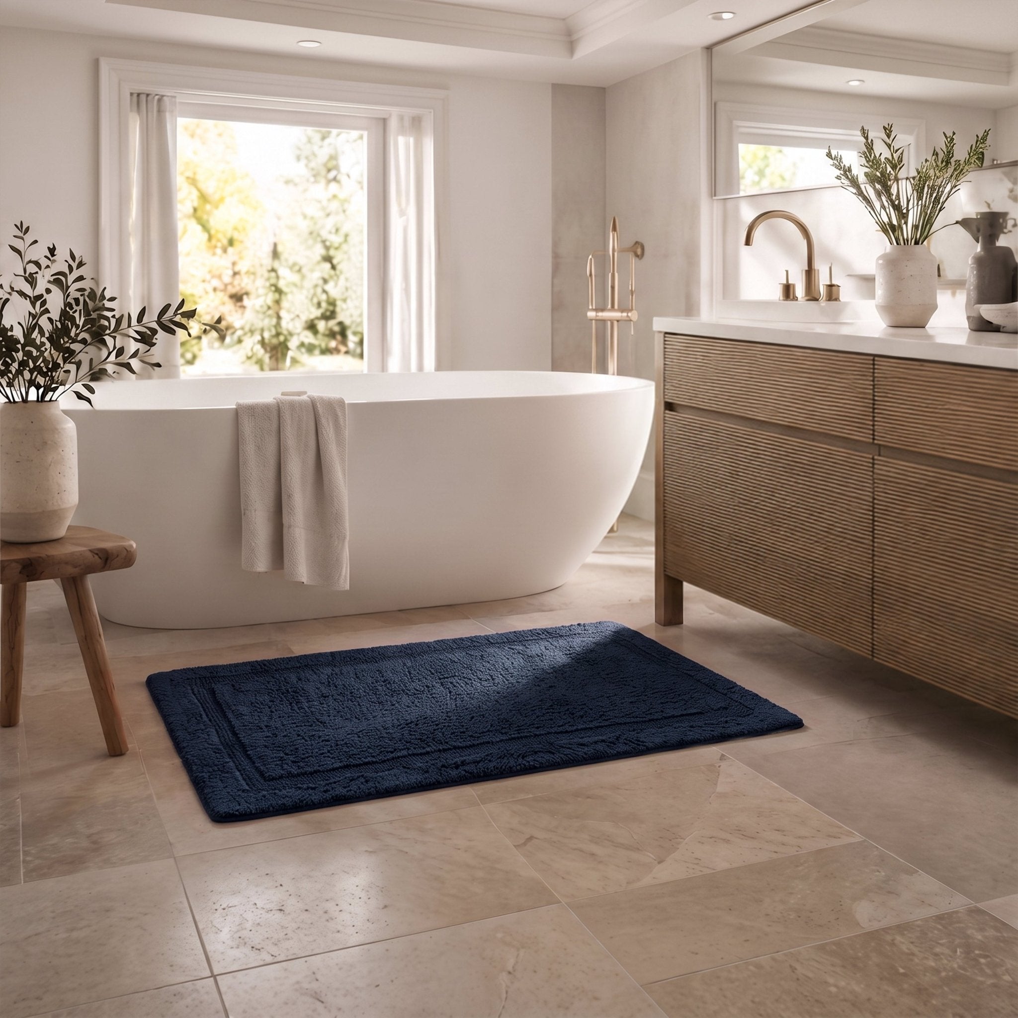 Organic Cotton Reversible Bath Mat - Delara