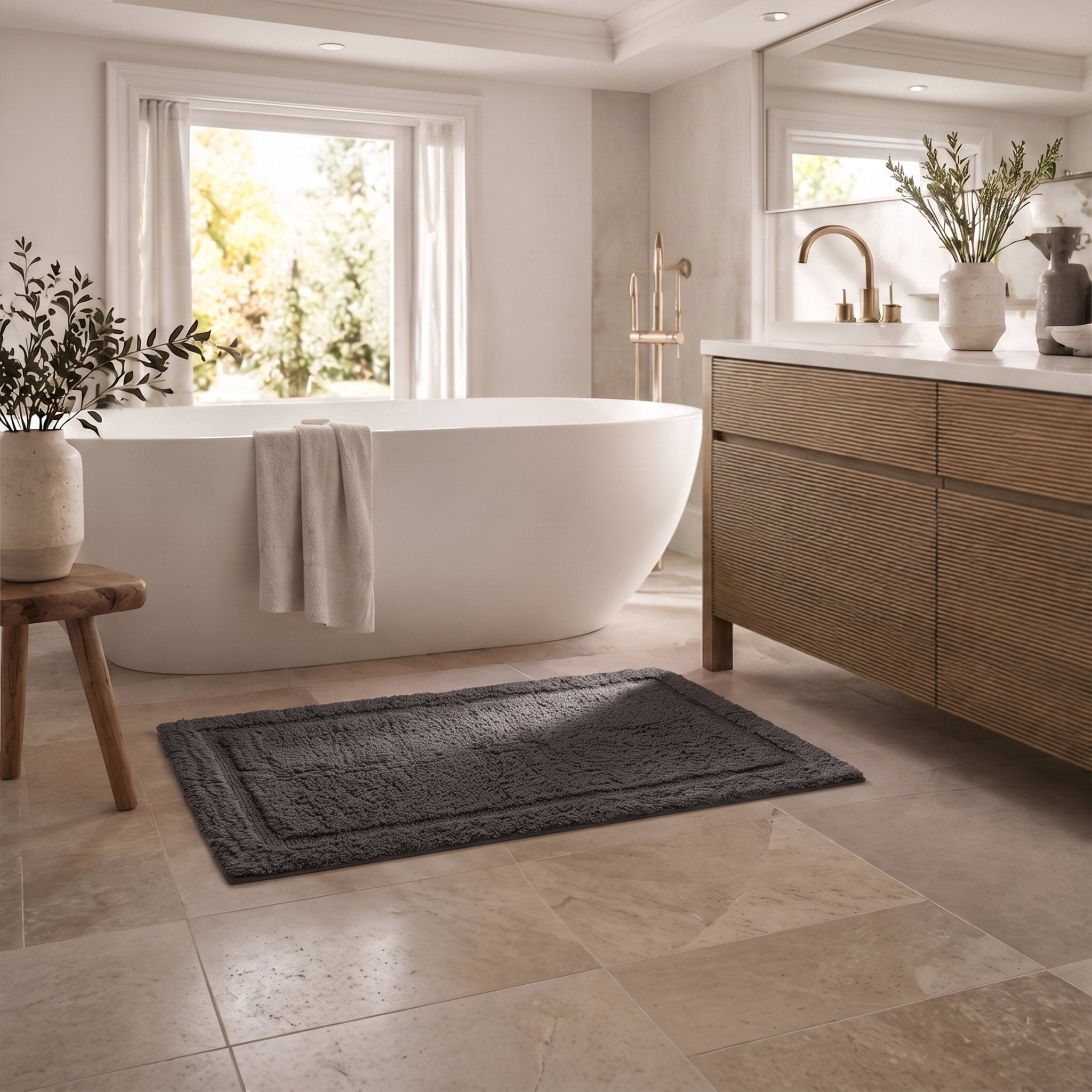 Organic Cotton Reversible Bath Mat - Delara