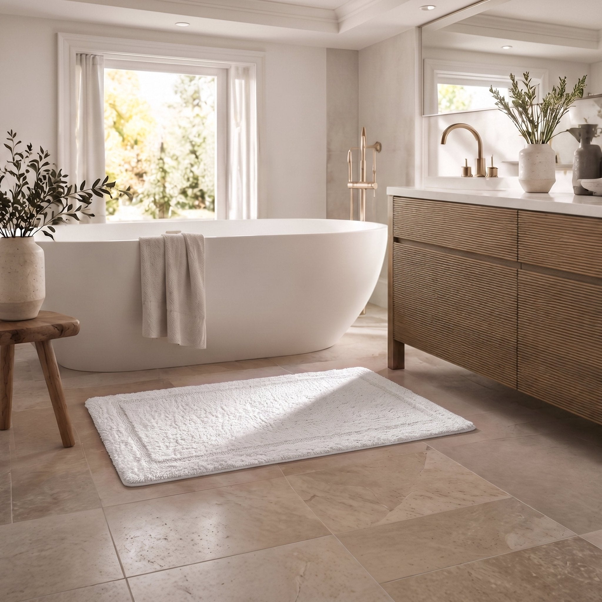 Organic Cotton Reversible Bath Mat - Delara
