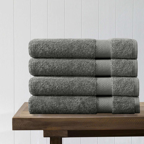 100% Organic Cotton Quick Dry Bath Sheet (Dark Grey) (Pack of 4) - DelaraHome