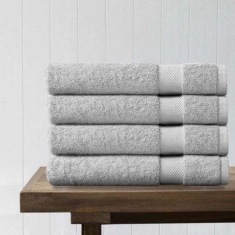 100% Organic Cotton Quick Dry Bath Sheet (Light Grey) (Pack of 4) - DelaraHome