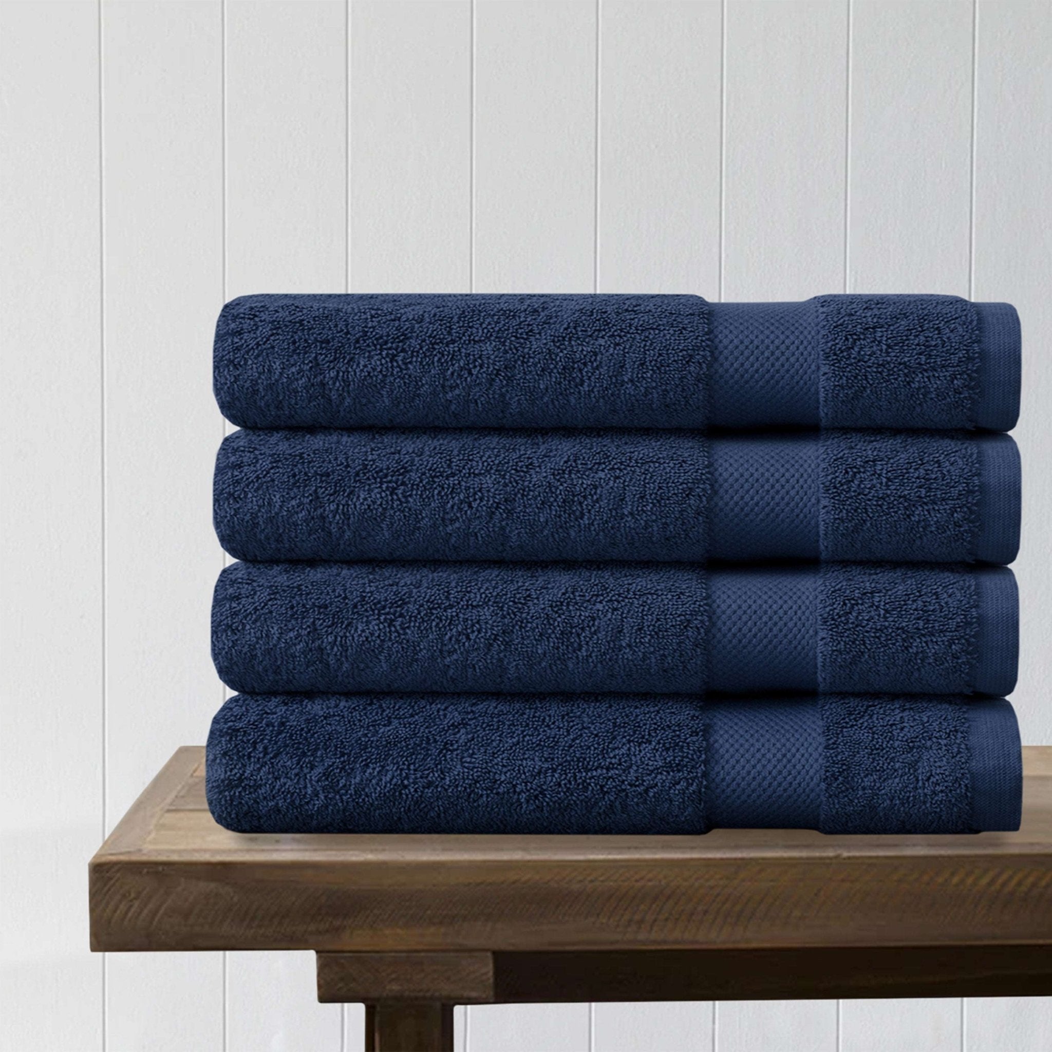 100% Organic Cotton Quick Dry Bath Sheet (Navy Blue) (Pack of 4) - DelaraHome