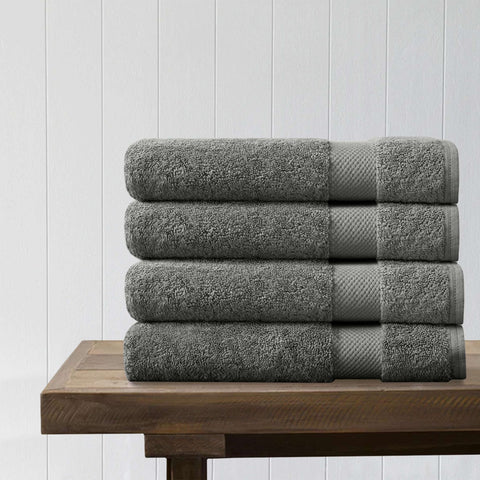 100% Organic Cotton Quick Dry Bath Towel (Dark Grey) (Pack of 4) - DelaraHome
