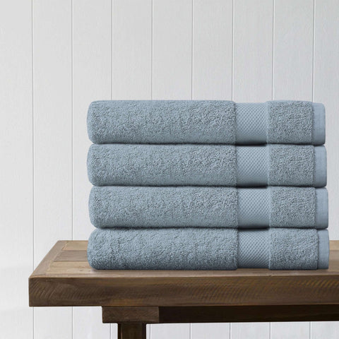 100% Organic Cotton Quick Dry Bath Towel (Light Blue) (Pack of 4) - DelaraHome