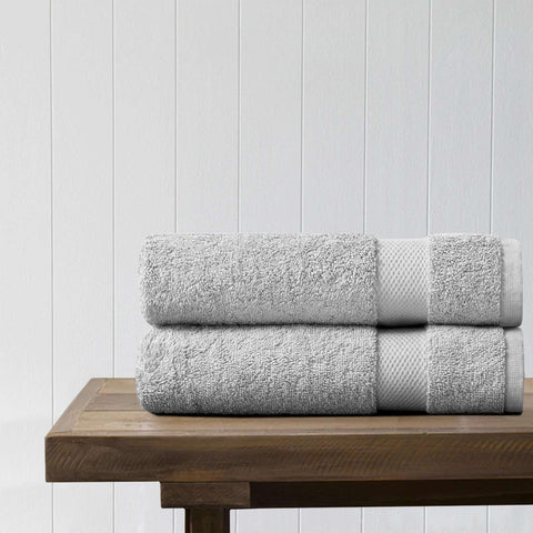 100% Organic Cotton Quick Dry Hand Towel (Light Grey) (Pack of 2) - DelaraHome