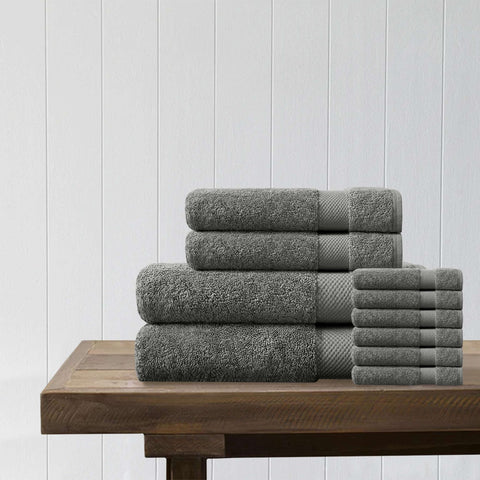 100% Organic Cotton Quick Dry Starter Bath Set (Dark Grey) - DelaraHome