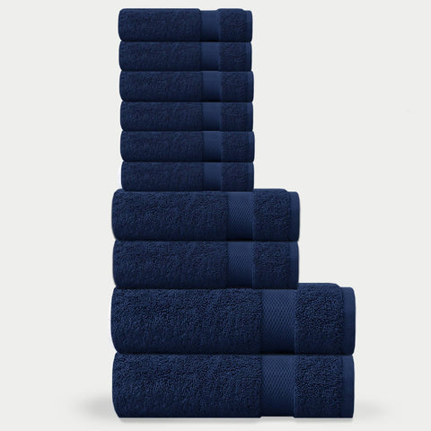 100% Organic Cotton Quick Dry Starter Bath Set (Navy Blue) - DelaraHome
