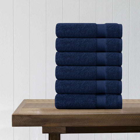 100% Organic Cotton Quick Dry Wash Cloth (Navy Blue) (Pack of 6) - DelaraHome