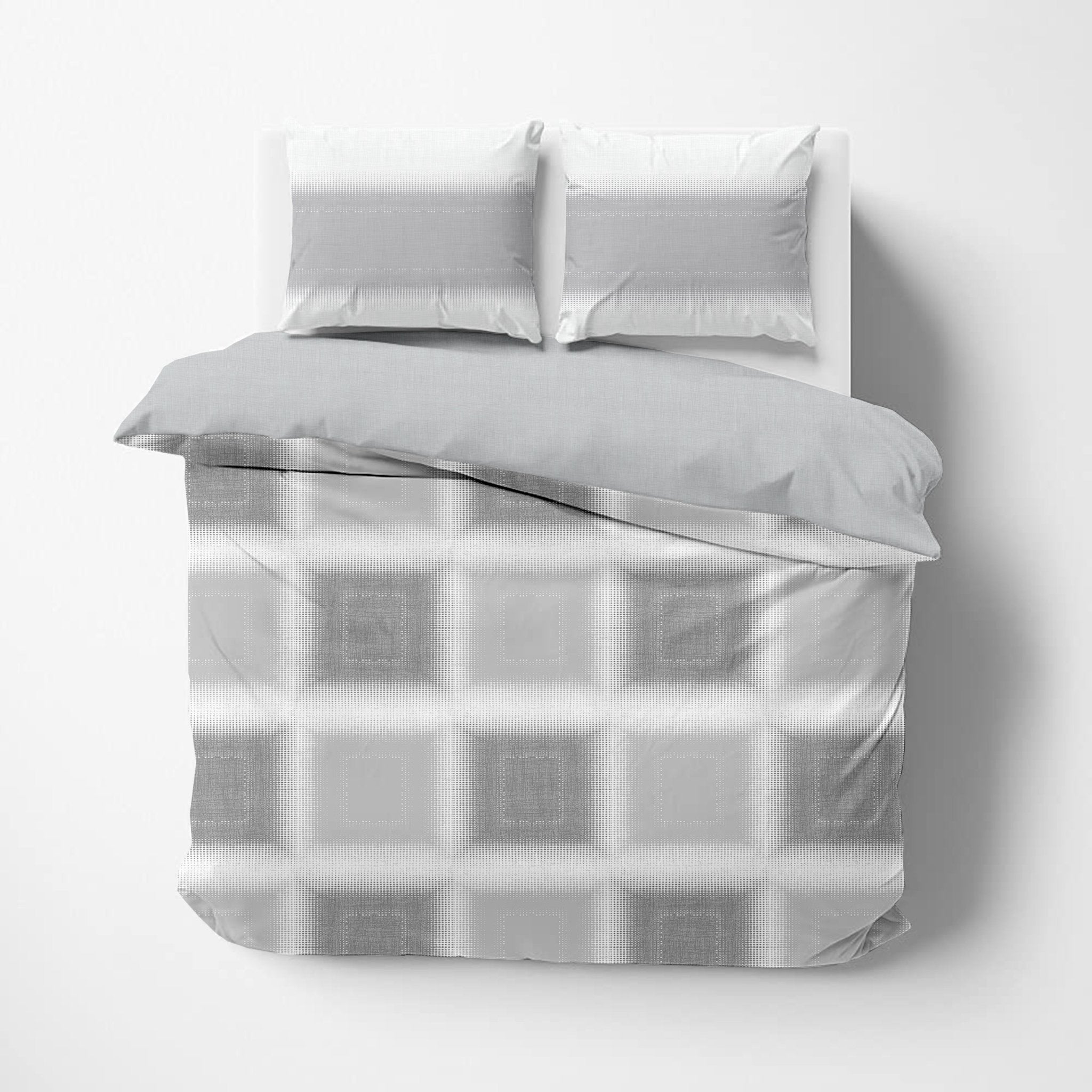 Selena Check Grey Organic Cotton Reversible  Duvet Set